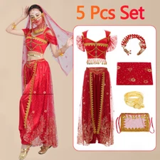 Women's Aladdin Jasmine Princess Belly Dance Bollywood Set Halloween Costumes