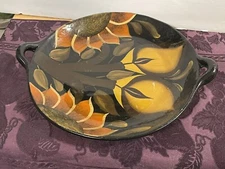 Clay High Gloss Painted Floral Handled Serving Tray, 13" Unbranded (CA)