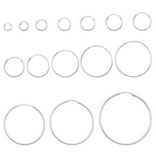 1.2 mm Thickness Continuous Hoop Earrings Round 925 Sterling Silver 8mm-55mm