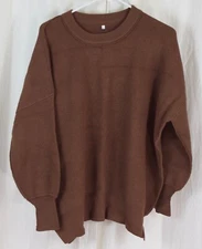 ANRABESS Women Crewneck Batwing Sleeve Oversized Sweater Coffee Size Small