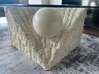 Postmodern Triangular Tessellated Mactan Stone Coffee Table Sphere