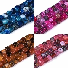 5 Strands Dyed Heated Cube Natural Dragon Veins Agate Beads Strands Crafts 7~8mm