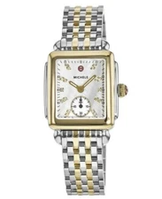 Michele Deco Mid MWW06V000042 29mm Silver/Gold Stainless Steel Case with...