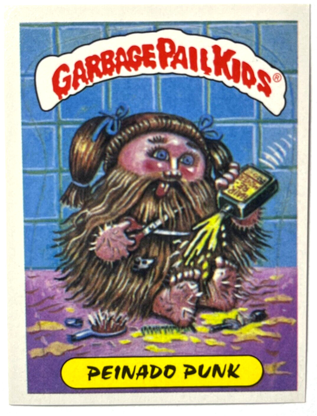 1988 Garbage Pail Kids Bushy Bernice Sticker Reedition 053 Peru Edition