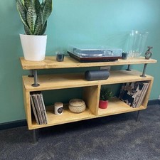 Reclaimed Wood Record Stand Urban Reclamation Industrial LP Cabinet Rustic