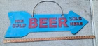 Vintage Arrow Cold Beer Sold Here Sign Heavy Metal Folk Art