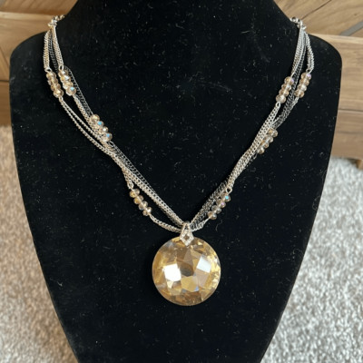 NWT Loft Gold, hematite, and silver statement pendant necklace