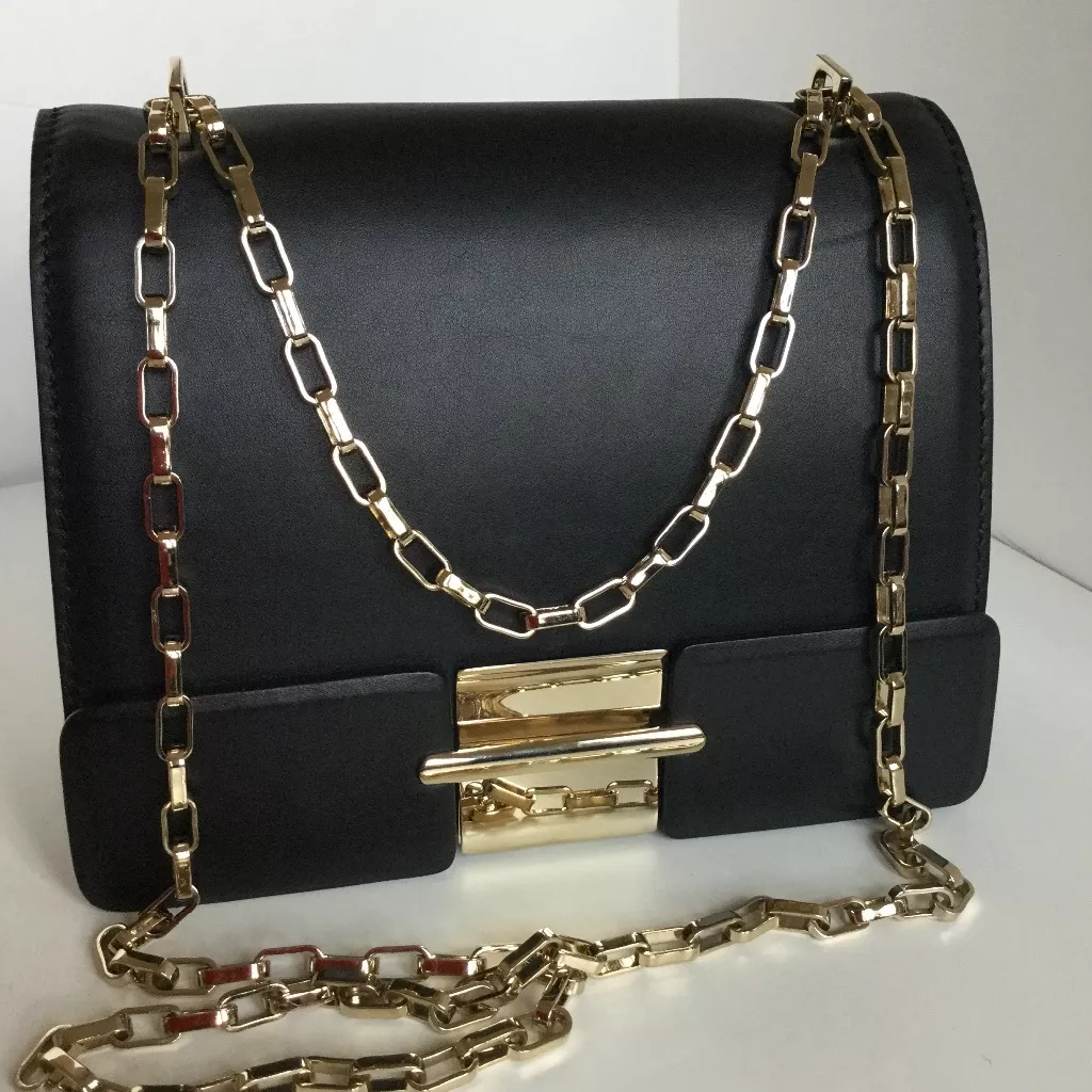 Valentino black bag top with gold chain