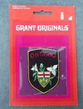 1980s Ontario Canada Coat of Arms White Trillium Crest Sew on Clothes Patch