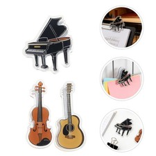  3pcs Acrylic Music Book Page Clips - Piano/Guitar/Violin Shaped Page Holders -