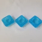 CHIPPED Vtg Set 3 Fenton Blue Hobnail Votive Candle Holder Salt Cellar 3” Square