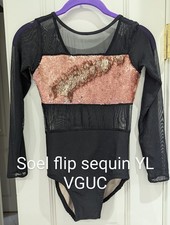 Girl's Soel Leotard black and gold and bronze flip sequin Youth Large YL