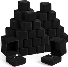 Maitys 48 Pieces Velvet Ring Boxes Bulk for Jewelry Display Wedding Black 
