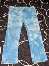 Justice Premium Jeans - Blue Sky Print - Girls Size 10 1/2 Simply Low