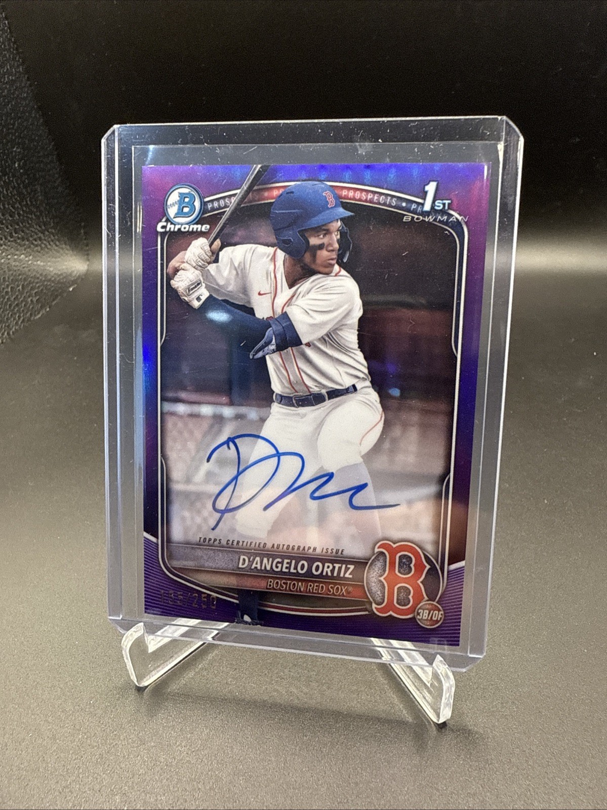 D’Angelo Ortiz 1st Bowman Chrome True Purple Refractor Auto /250 2025 Red Sox