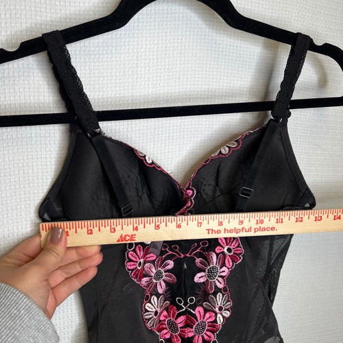 Victoria's Secret Body 34D bestickt Dessous Teddy romantisch schwarz pink - Bild 8 von 10