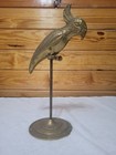 Brass Parrot Sitting on Perch Bird MCM Hollywood Tropical Vintage — photo 1