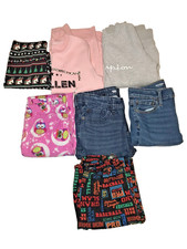 Lot of 7 Piece Girl's Size 10-12 Play Clothes Jeans Tops PJs Cat Jack Old Navy