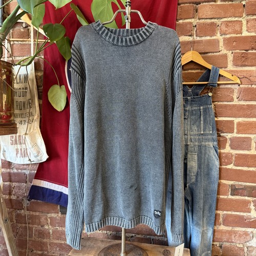 Diesel, Vintage Diesel Acid Wash Gray Knit Crewneck Sweater Men's XXL