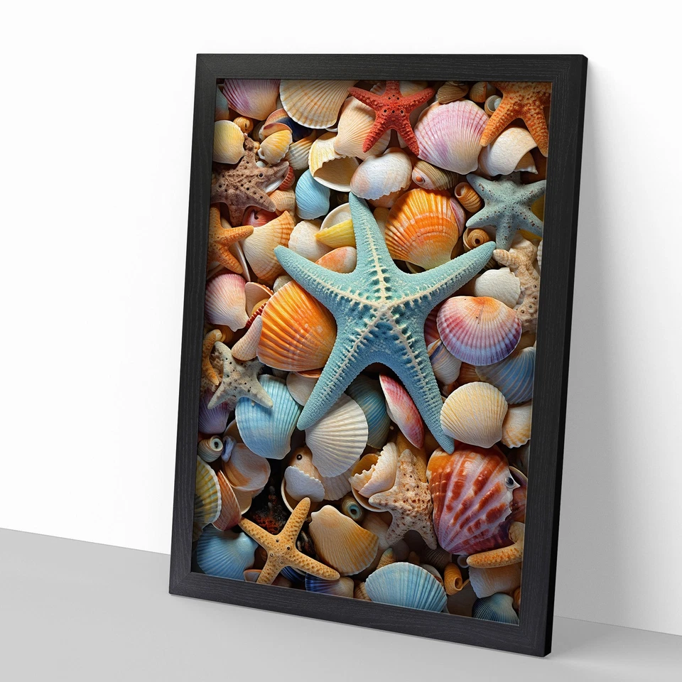 Framed Seashell Abstract Art Wall Art Canvas Print Poster Picture, Home Decor - Image 2 of 4
