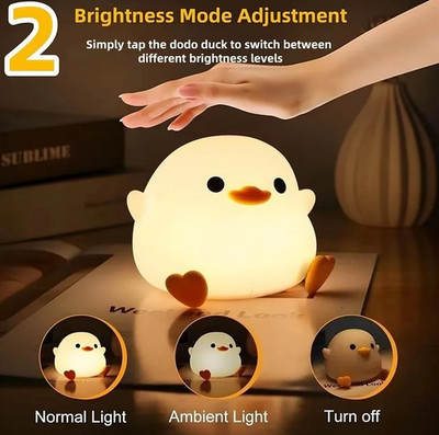 Cute Duck Silicone LED Night Light   Touch Sensor & USB Rechargeable for Kids