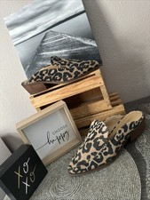 LUCKY BRAND Margrete Cheetah Print Suede Leather Mules Clogs 7M/37.5 EUC