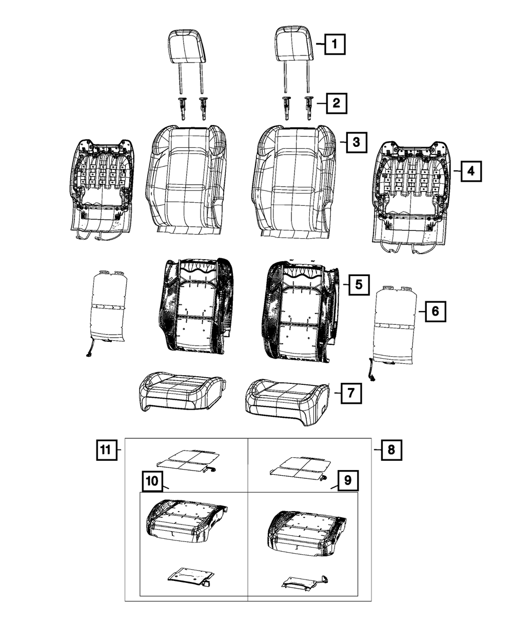 Genuine Mopar Front Seat Cushion Cover Right 6PW87TX7AF