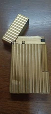 S.T.Dupont Gas Lighter Two  line Not  Work for parts  Gold USED Original