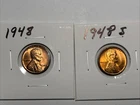 Lot Of Two 1948 &1948s Wheat Cent UNC