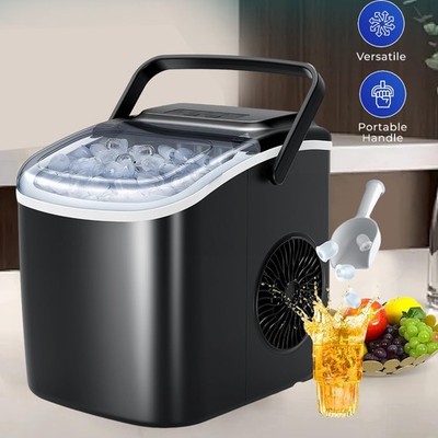 1,3L Eiswürfelmaschine Klein Eiswürfelbereiter Ice Cube Maker mit Tragbare Griff