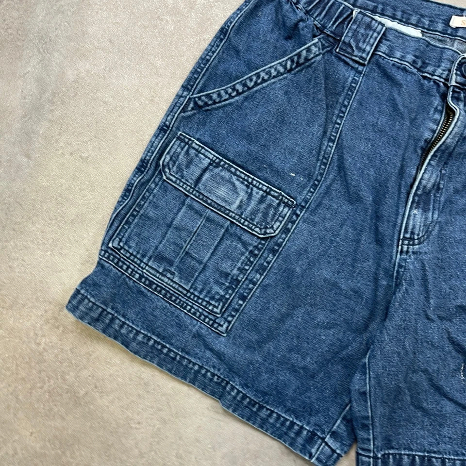 Short Savane Cargo Femme 36" Denim Vintage 90s Jorts, Bleu - Photo 3/4