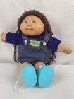 Vintage Cabbage Patch Kids DOLL long brunette hair overalls Bibs Coleco