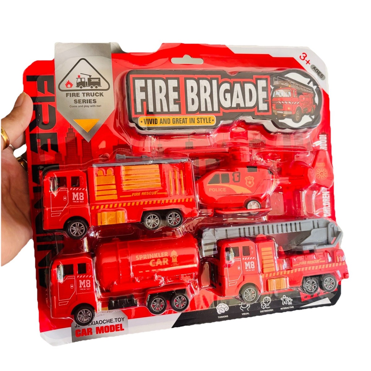 Firefighter Toy Set Fire Truck Car Toy Small Emergency 6-in-1 Fire