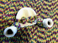 NEW Handmade 3pc Set Baby Blanket Hat, Booties Crochet Shower, Gift Set