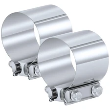 Stainless Steel Lap Joint Exhaust Band Clamp 2.5 Inch Coupler 2 PCS Pack