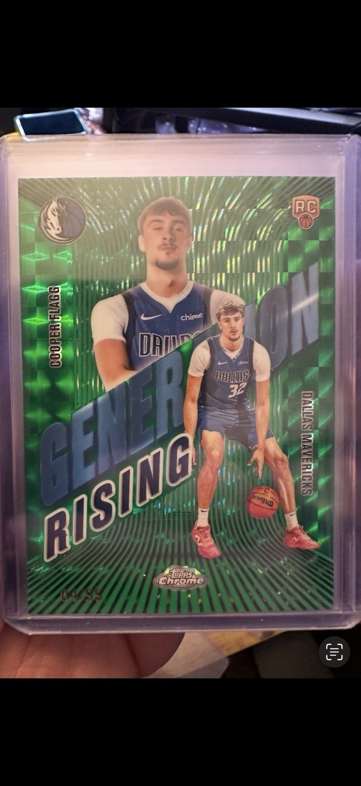 2025 Topps Chrome Cooper Flagg Generation Rising, Green Geometric #4/99