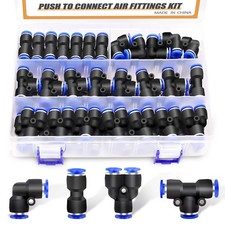 60PCS 1/4  OD Push to Connect Fittings Air Hose Fittings Quick Release Pneumatic