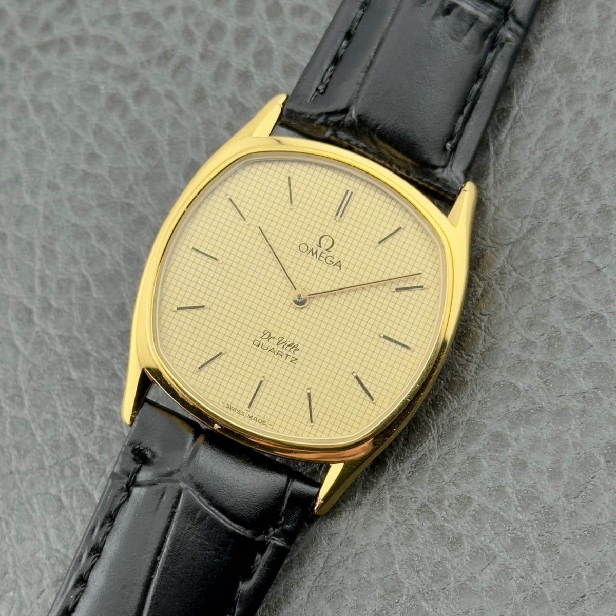 Vintage 1980s Omega De Ville Quartz - Gold Grid Dial - Ref