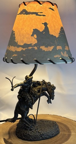 Western Cowboy Bucking Horse Table Lamp w/ Silhouette Shade
