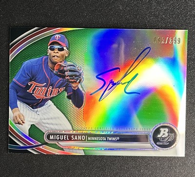 2013 Bowman Platinum Green Refractor /399 Miguel Sano #BPAP-MS Auto Twins Mint