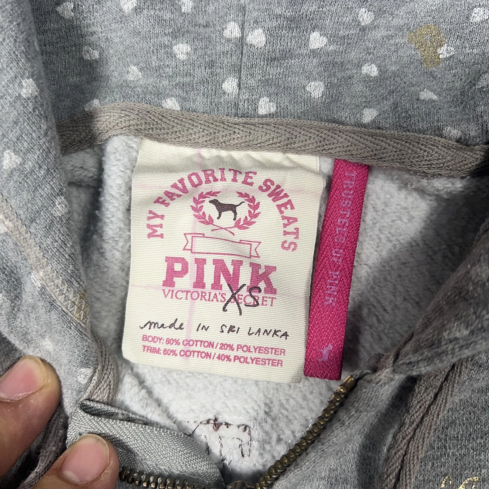 UNDERCOVER Felpa con cappuccio Victorias Secret rosa donna piccola A Listers Crest full zip