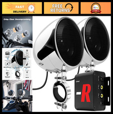 Bluetooth Motorcycle Speakers  Amplifier - 4" Weatherproof Audio System, FM Rad