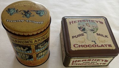 Vintage 1979 Barnum s Animals Nabisco Circus & Hershey s 1992 Chocolate Tin Lot