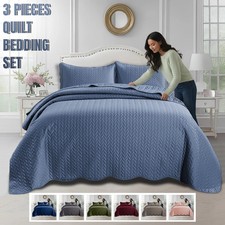 Luxury Bedspread Set 3 Piece Quilted Coverlet Bed Throw Queen King Size Bedding