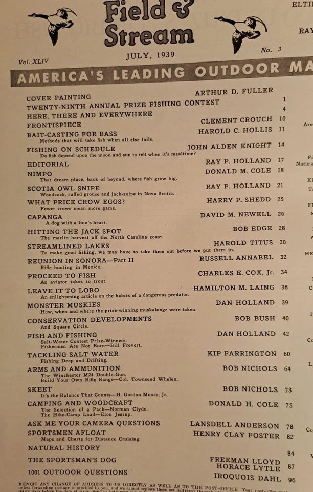 1939 Field & Stream Magazine Nova Scotia Bird Hunting Ocean City Md. Marlin - Image 3 of 4