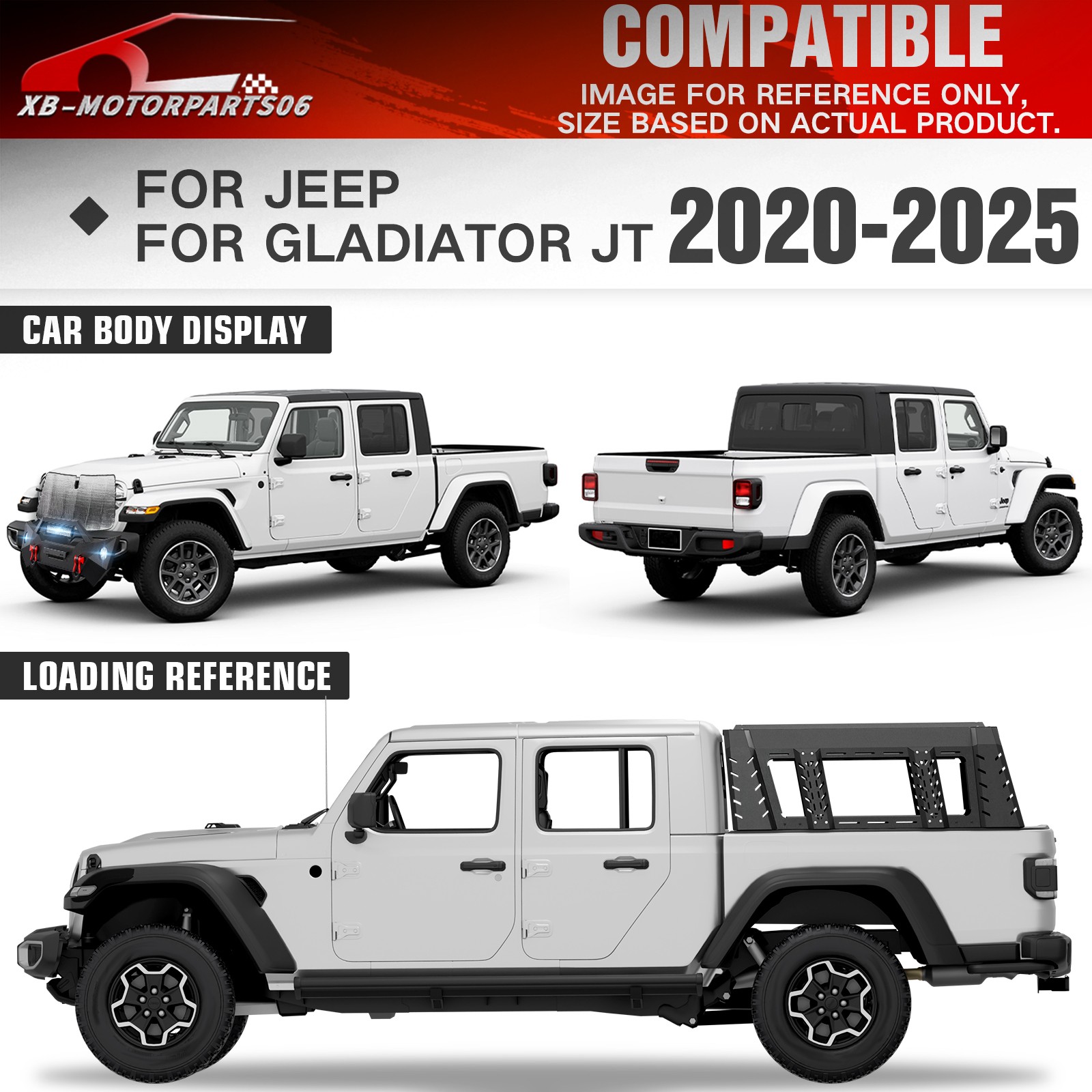 22.1" High Full-Size Overland Bed Racks For 2020-2025 Gladiator JT With Bed Rail