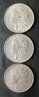 Lot of Three 1881 $1 Morgan Silver Dollars