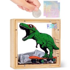 Piggy Bank for Kids, Wooden Framed Coin Bank