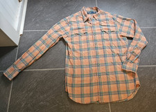 VTG 90'S POLO RALPH LAUREN MEN'S PEACH ORANGE PLAID WESTERN SNAP SHIRT SZ M