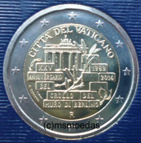 Vatican 2 euros pièce commémorative 2014 chute du mur de Berlin pièce en euros pièce commémorative - Photo 1/1